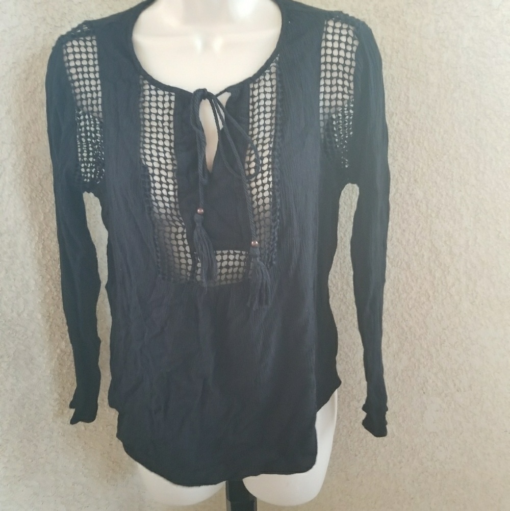 Joseph A. long sleeve blouse eyelet holes design M